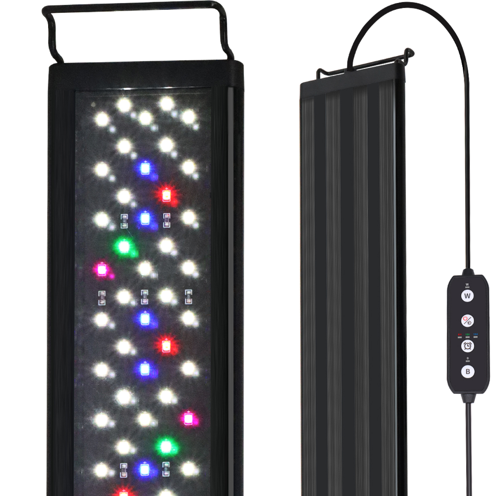 Aquarium Plant Light Spectrum - 12-30インチ水槽用フルスペクトルLEDライト、タイマーとメモリ機能付き、水草育成ライト100-240V
