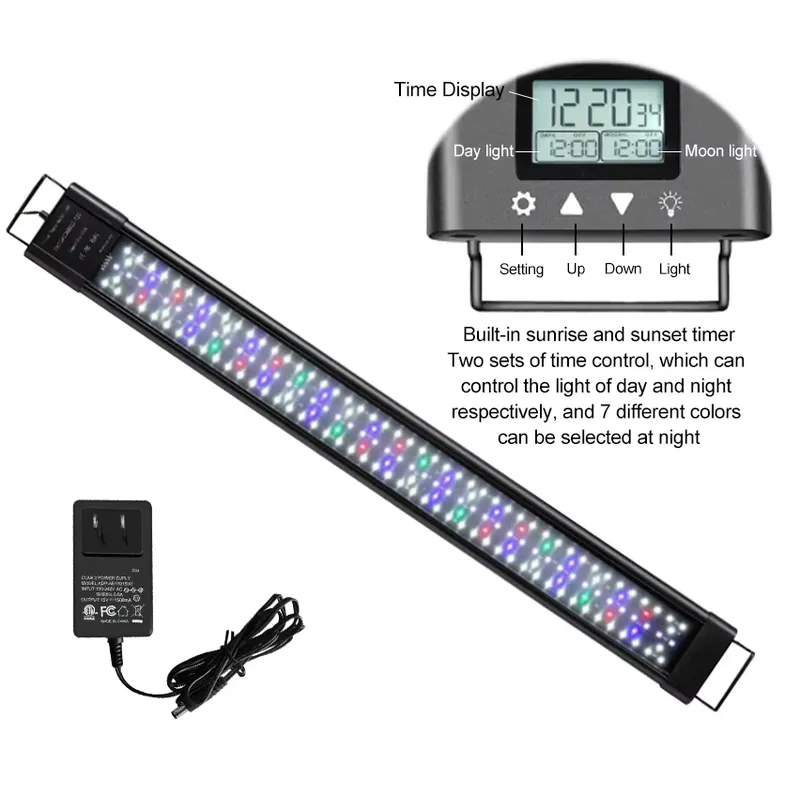 Planted Aquarium Hours - LED IP68 11.8インチ 18W 水槽用植物育成ライト タイマー付き