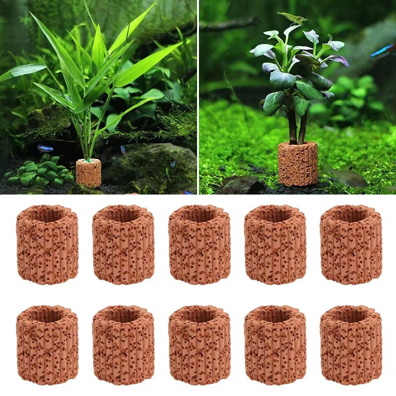Aquarium Plant Utensils - 水生植物固定リング水族館風景セラミック水植物ポットリングツール装飾水槽アクセサリー