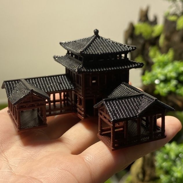 Planted Aquarium Models - 古代中国風建築モデル水族館マイクロ風景盆栽3Dプリントアート装飾装飾zd262