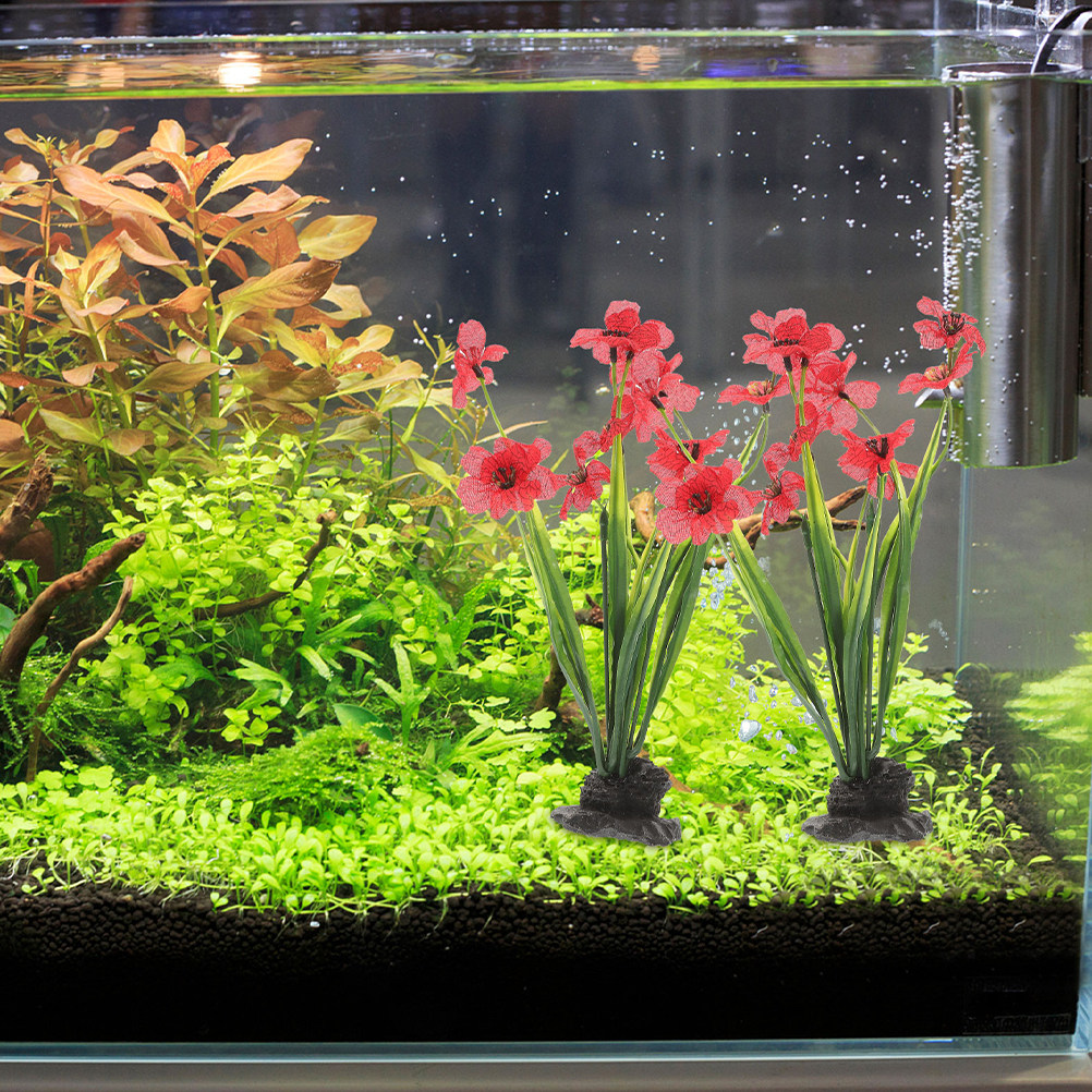 Planted Aquarium For Beginners - 3個入り水槽装飾品 リアルなプラスチック製水生植物 初心者向け水槽装飾 簡単設置 リアルな外観
