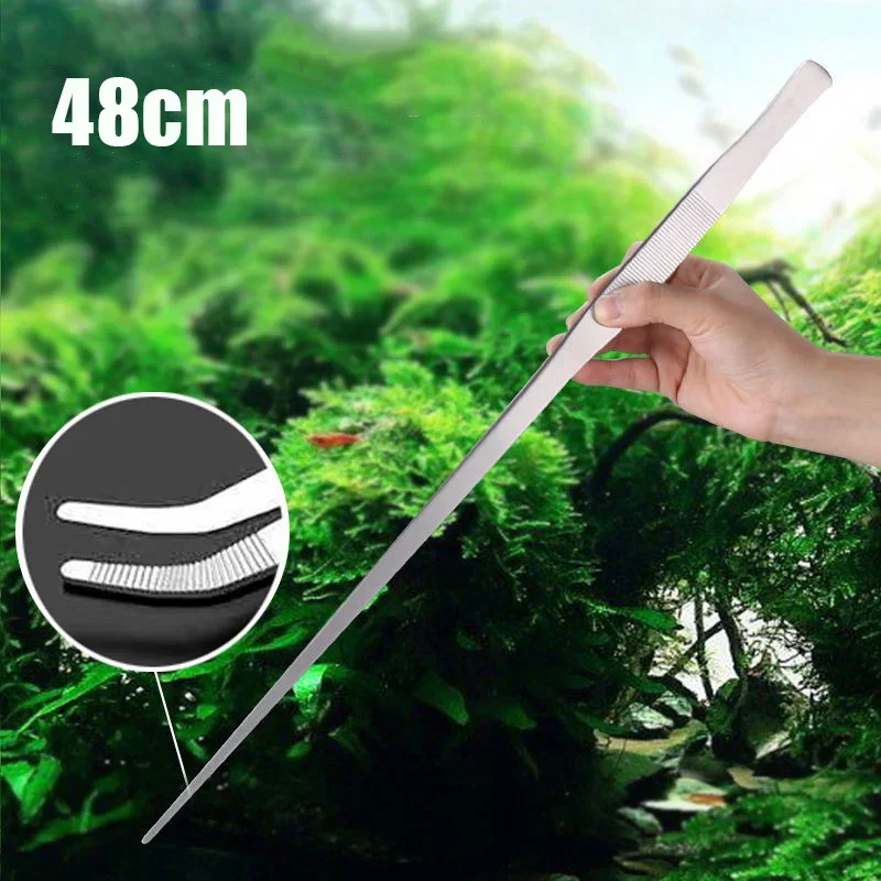 Planted Aquarium Maintenance Kit - 48 センチメートルステンレス鋼ピンセット水槽水生植物水族館ツール水植物湾曲したペンチ鳥爬虫類給餌トング