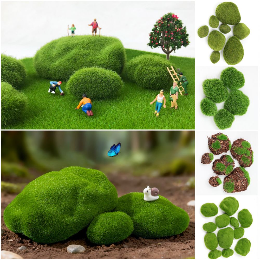 2/4/6/10 個グリーン人工苔石マイクロ風景植毛フォーム - Planted Aquarium Models のレビューと価格