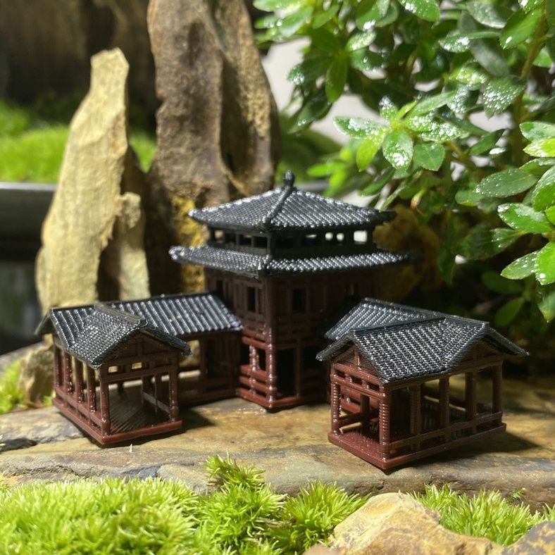 古代中国風建築モデル水族館マイクロ風景盆栽3Dプリントアート - Planted Aquarium Models のレビューと価格