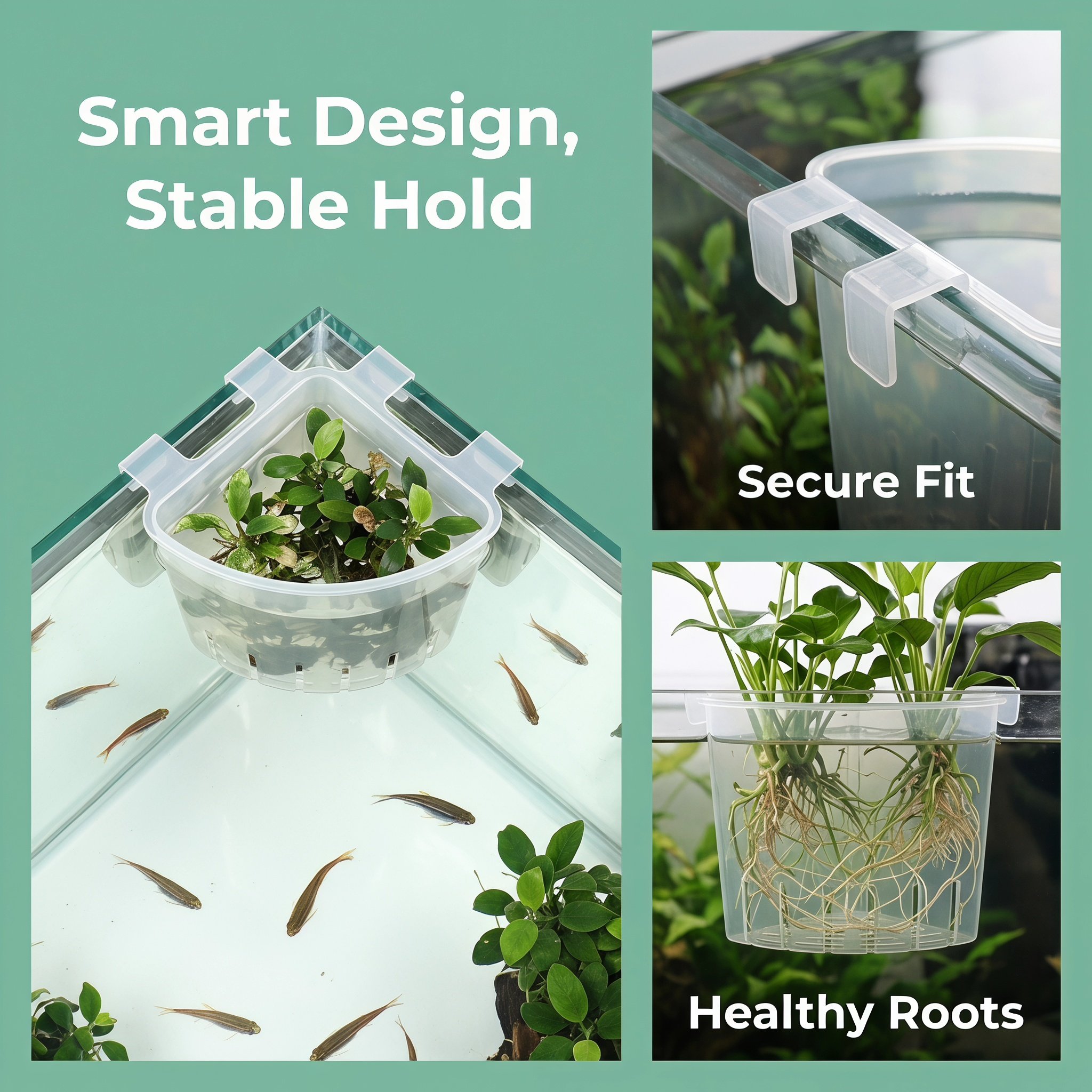 4個入り水槽用吊り下げ式コーナープラントホルダー プラスチッ - Planted Aquarium With Fish のレビューと価格