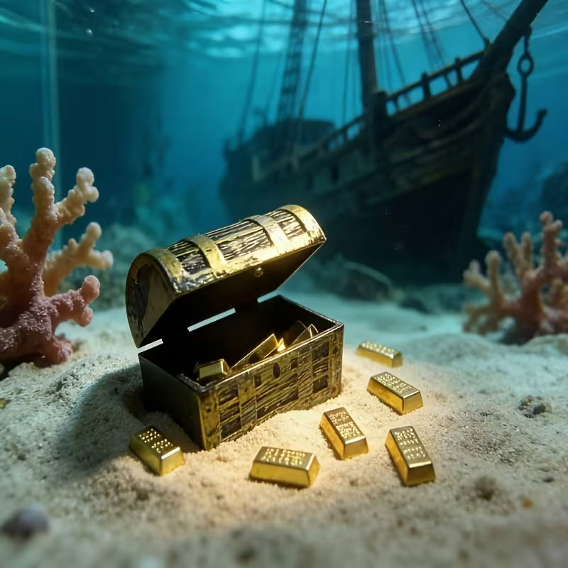 ミニ海賊宝箱1セット（金貨と金塊付き）- ハロウィンやクリス - Planted Aquarium Models のレビューと価格