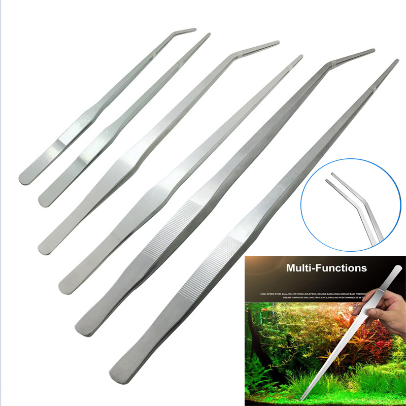 ステンレス鋼の厚い湾曲したストレートピンセット、長さ48cm - Aquarium Plant Utensils のレビューと価格