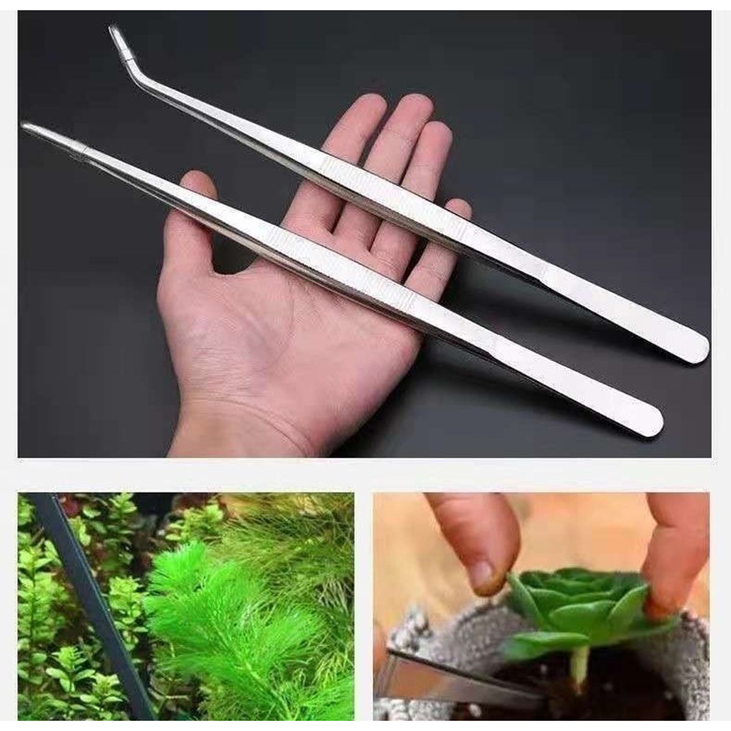 ステンレス鋼の厚い湾曲したストレートピンセット、長さ48cm - Aquarium Plant Utensils のレビューと価格