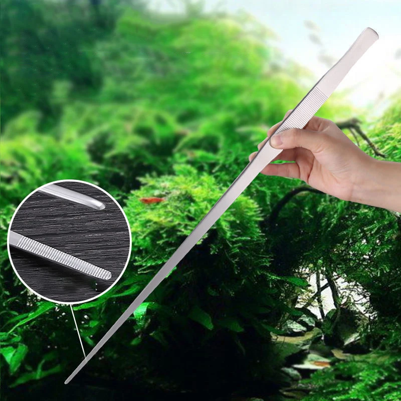ステンレス鋼の厚い湾曲したストレートピンセット、長さ48cm - Aquarium Plant Utensils のレビューと価格